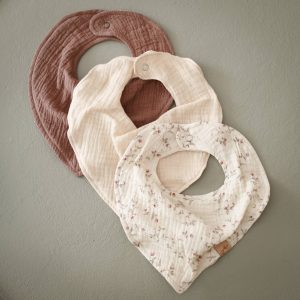 Lot de 3 bavoirs en double gaze Twiggy Dream – BabyLy