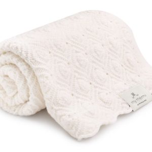 Couverture en laine merinos Pearl 100% naturelle 80×100 Creme – Memi Premium