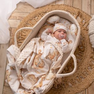 Ensemble couverture Minky et coussin Ourson Tigers – MotulinKa