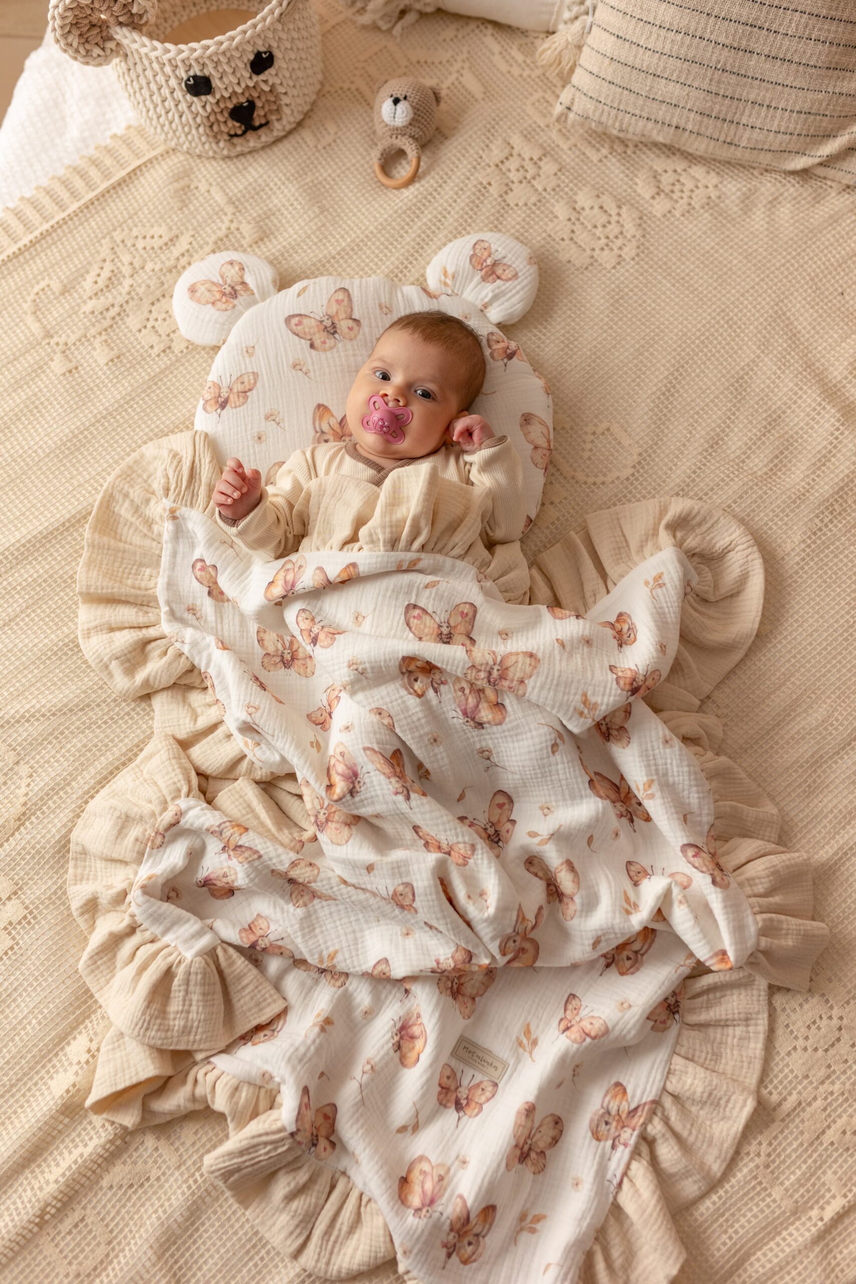 Couverture et coussin en mousseline (4 couches) Butterfly – MotulinKa