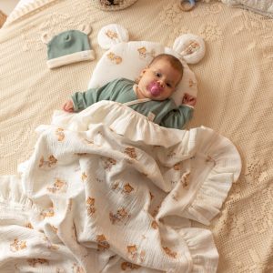 Couverture et coussin en mousseline (4 couches) Little Fox – MotulinKa