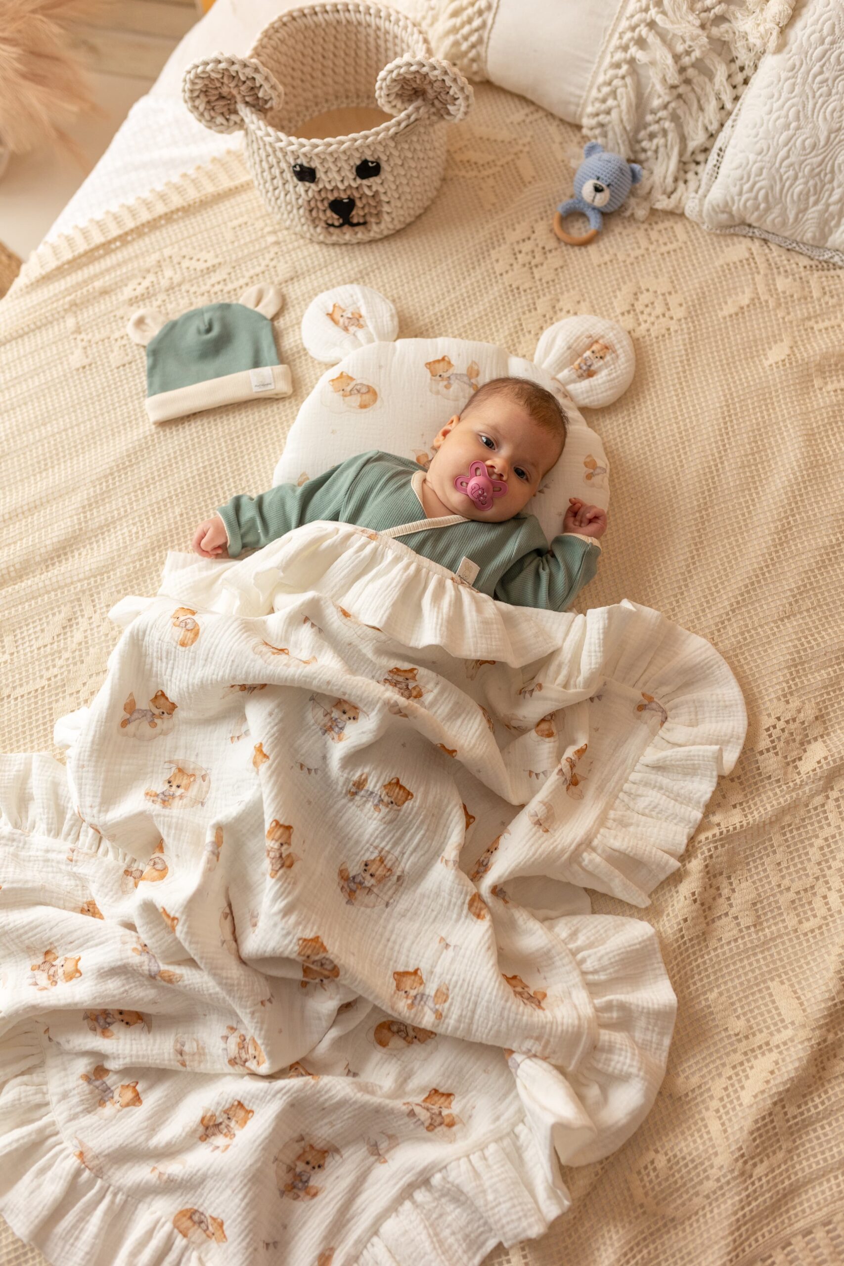 Couverture et coussin en mousseline (4 couches) Little Fox – MotulinKa