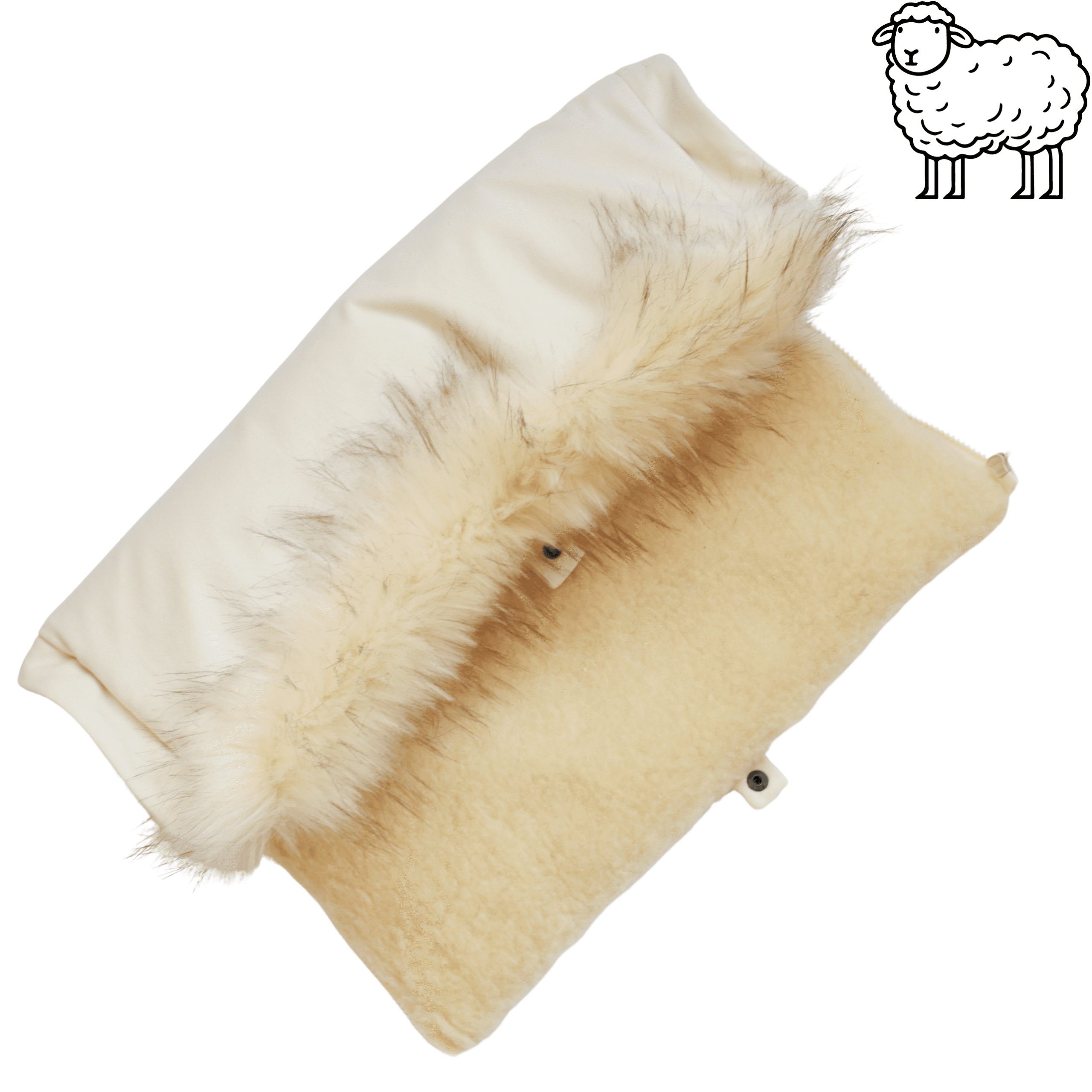 Moufles en laine de mouton pour poussettes Cream – BabyLy – Image 2