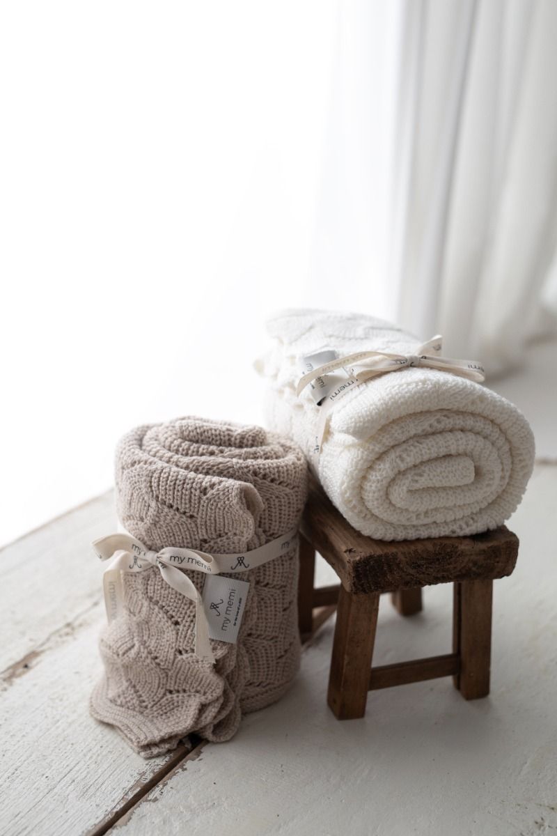 Couverture d’emmaillotage 100% laine merinos Creme – MyMemi – Image 4