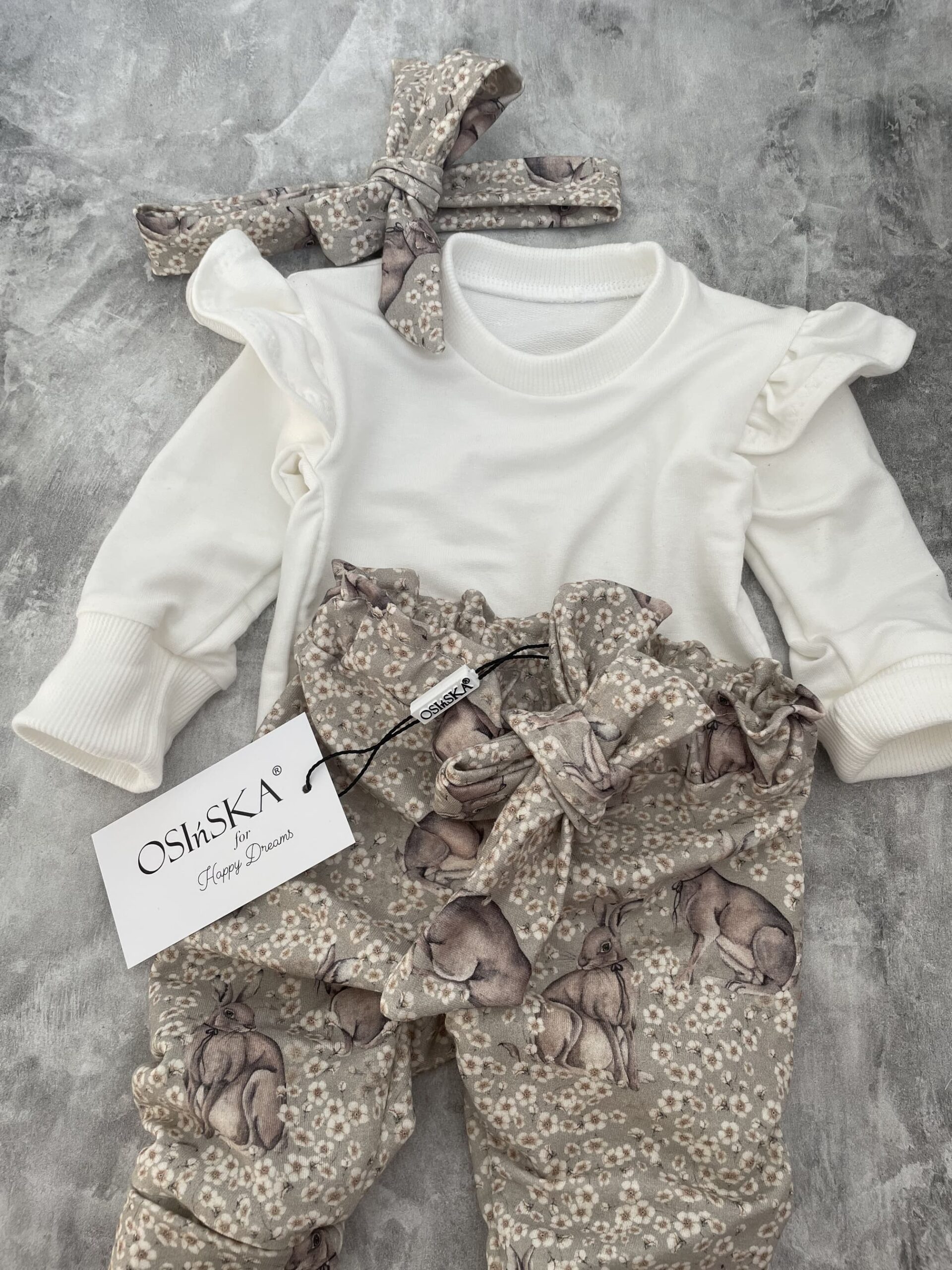 Ensemble body en bambou et bandeau et pantalon Bunny – Osinska Baby Fashion – Image 5