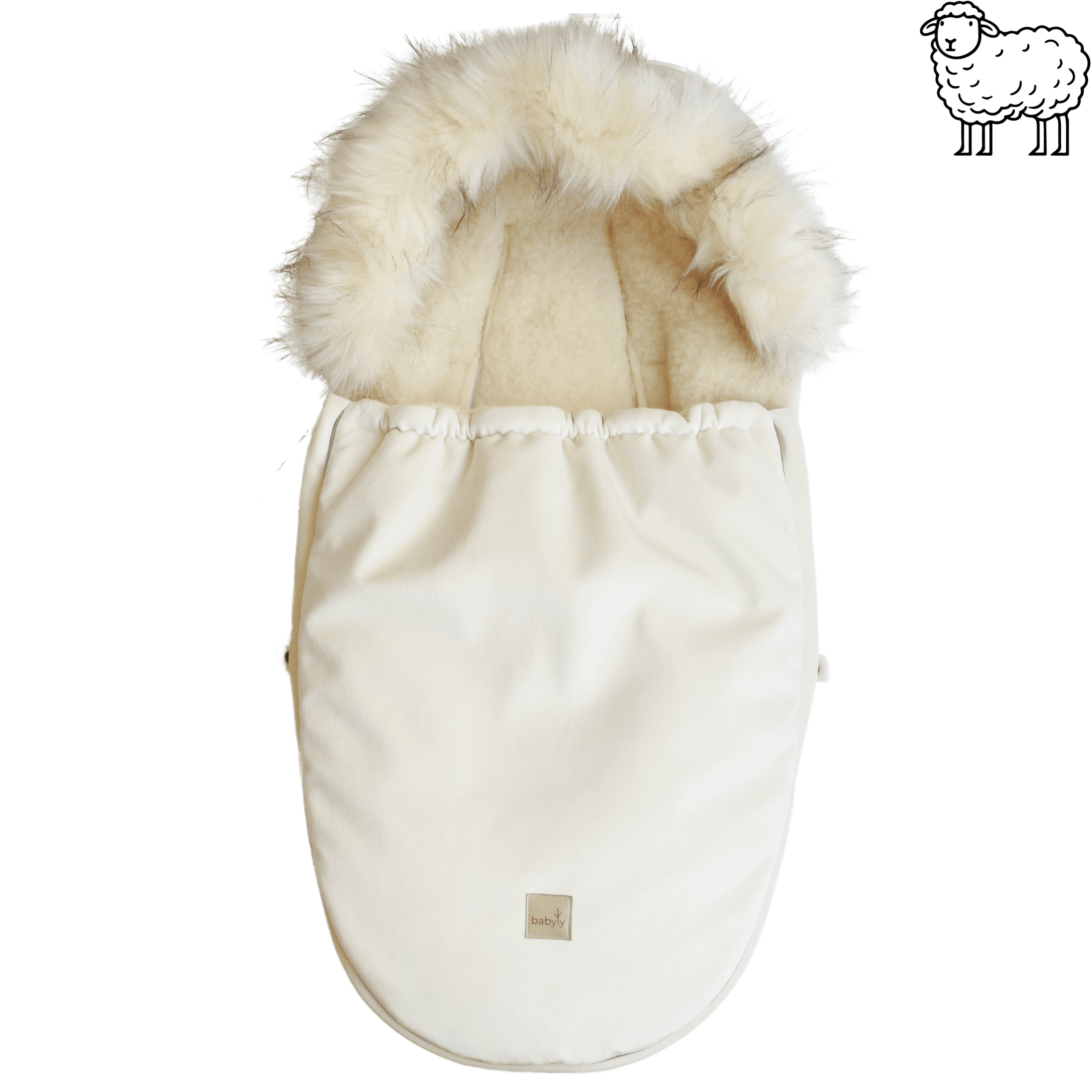 Chanceliere en laine de mouton pour siege auto et poussette Cream – BabyLy