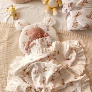 Couverture et coussin en mousseline (4 couches) Giraffe – MotulinKa