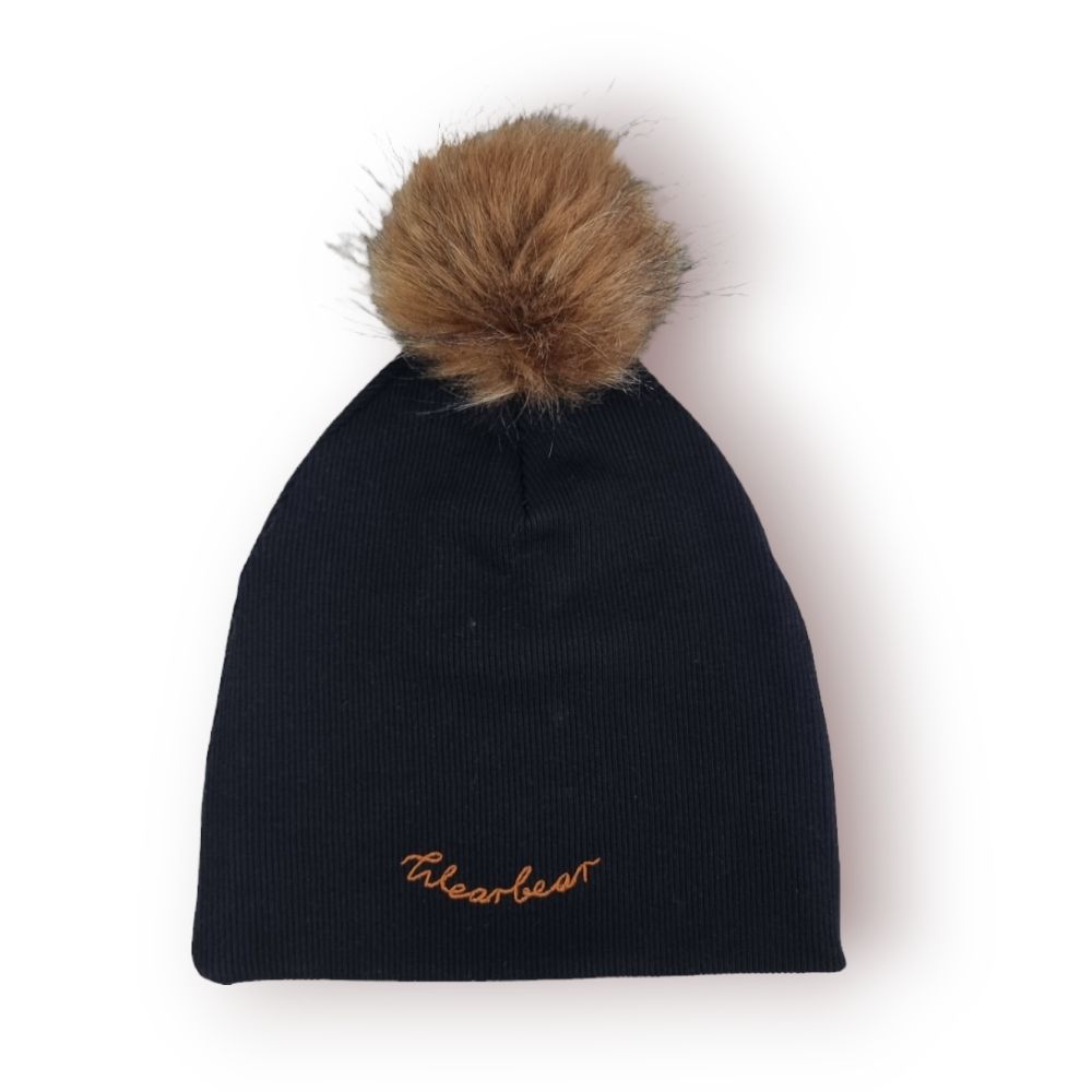 Bonnet avec pompon Black – WearBear