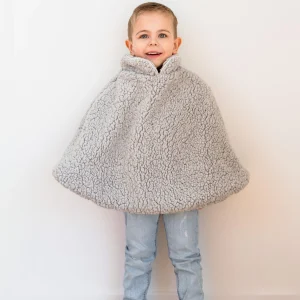 Poncho moumoute grise liseré argenté