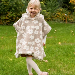 Poncho fleurs blanche