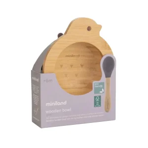 Miniland Set Bol en Bois et Cuillère – Oiseau