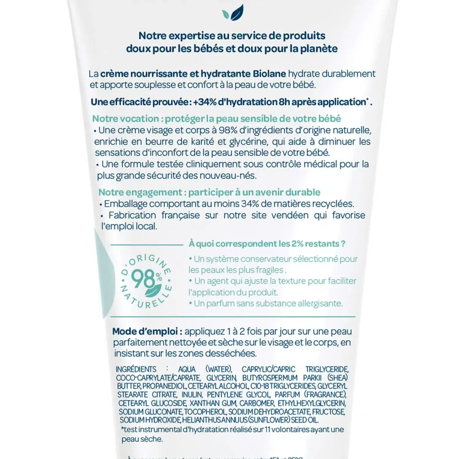Biolane Crème nourrissante et hydratante visage et corps 100 ml – Image 2