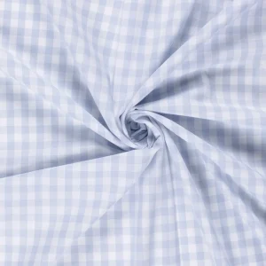 Tissu coton vichy bleu ciel