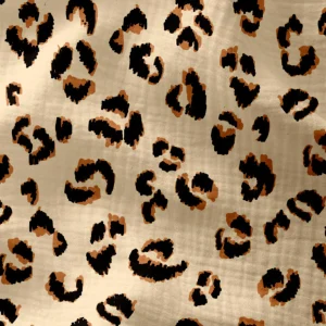 Tissu gaze de coton léopard fauve