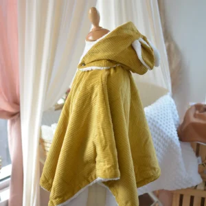 Poncho Ultra évolutif 0-8 ans 3-en-1 Velours Moutarde sherpa