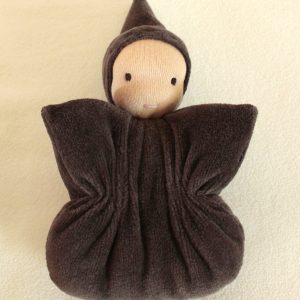 Mini Doudous Lutin velours marron – Artisanat français – Matériaux certifiés