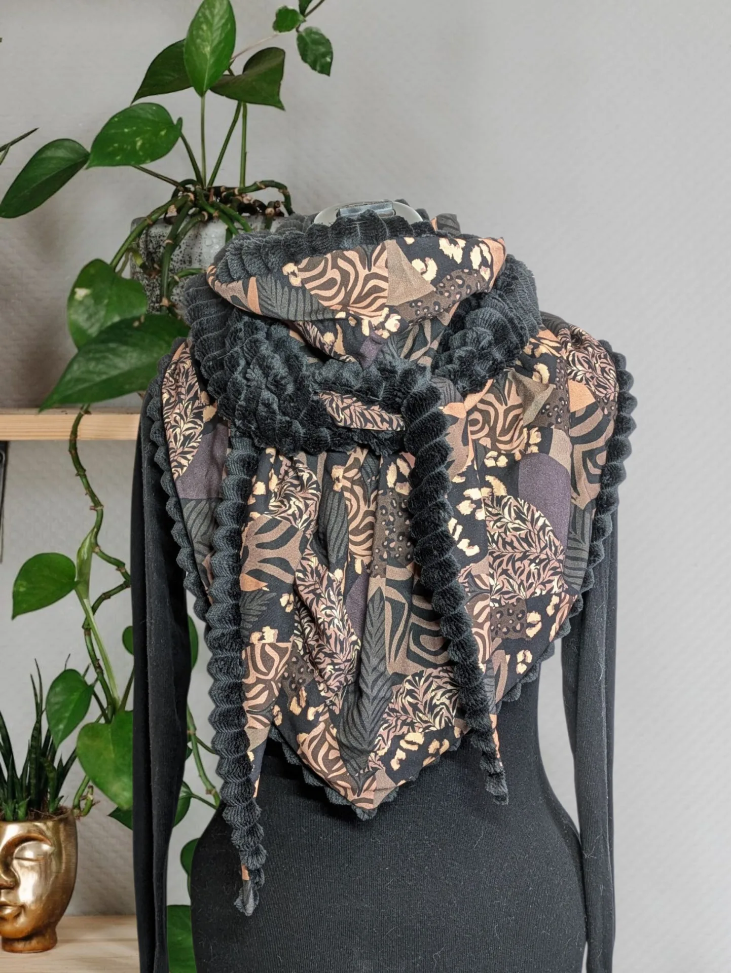 Chèche écharpe triangle | HIVER | Feuilles de Sienne