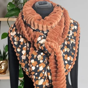 Chèche écharpe triangle | HIVER | Terracotta, noir, doré