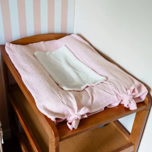 Housse matelas à langer rose pâle