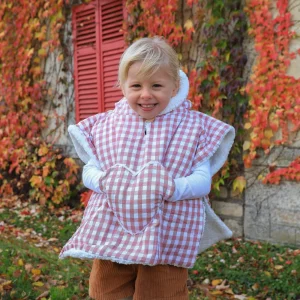 Poncho poche coeur vichy rose