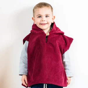Poncho velours bordeaux