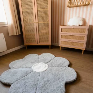 Tapis fleur grise réversible personnalisable