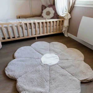 Tapis fleur beige réversible personnalisable