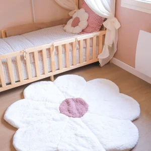 Tapis fleur blanche réversible
