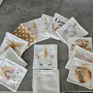 Lingettes lavable  » collection licorne »