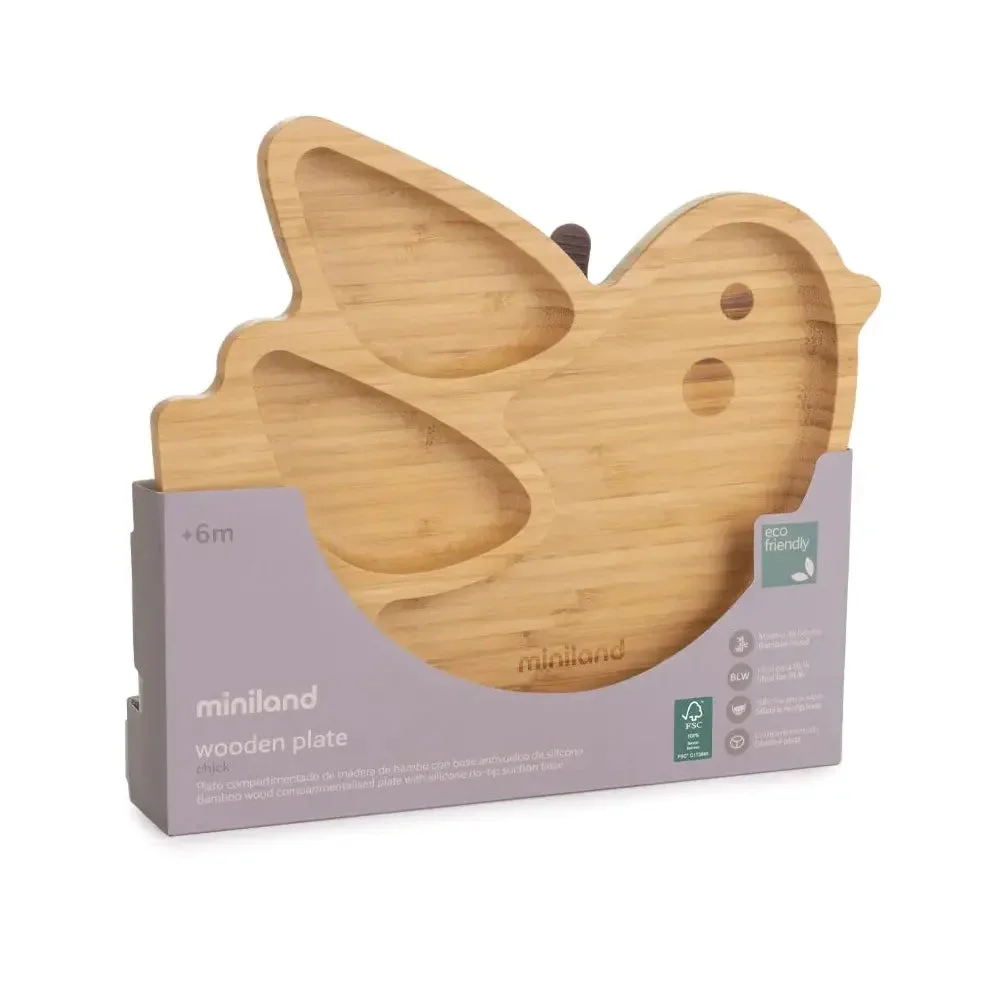 Miniland Assiette en Bois – Oiseau