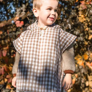 Poncho vichy camel