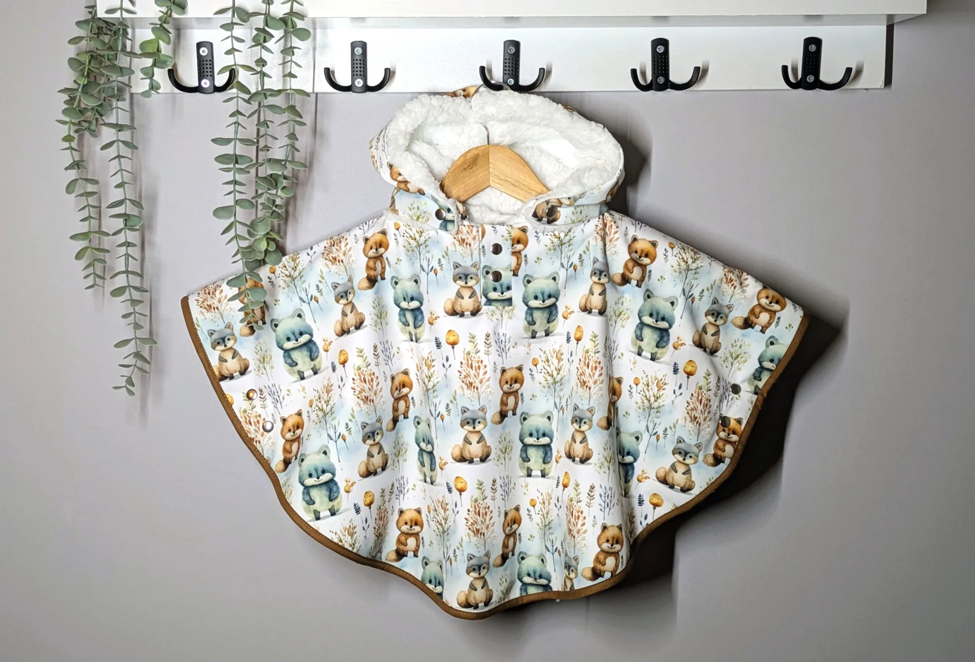 Poncho, cape de pluie IMPERMEABLE évolutif bébé et enfant | AUTOMNE-HIVER | 12-24 Mois | Animaux bleu et marron