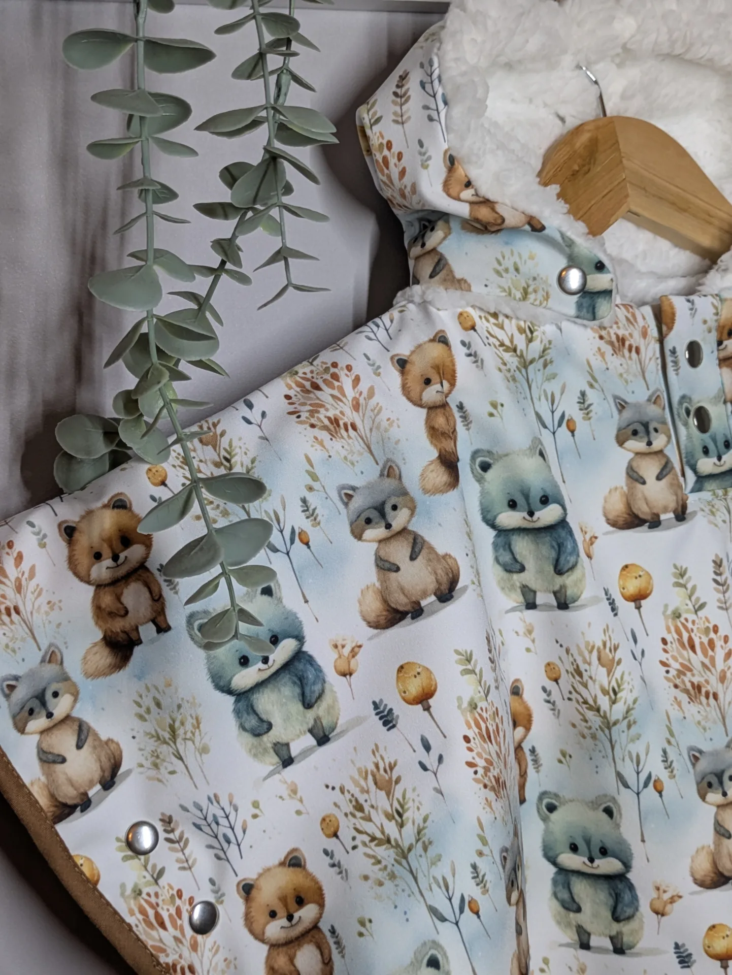 Poncho, cape de pluie IMPERMEABLE évolutif bébé et enfant | AUTOMNE-HIVER | 12-24 Mois | Animaux bleu et marron – Image 6