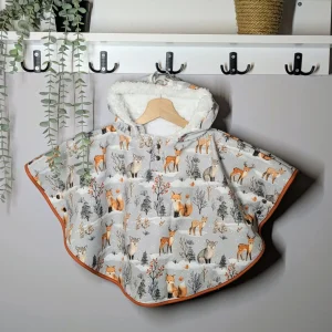 Poncho, cape de pluie IMPERMEABLE évolutif bébé et enfant | AUTOMNE-HIVER | 12-24 Mois | Animaux Renard sous la neige