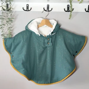 Poncho, cape évolutif bébé et enfant | MI-SAISON | 12-24 mois | Bleu canard doré