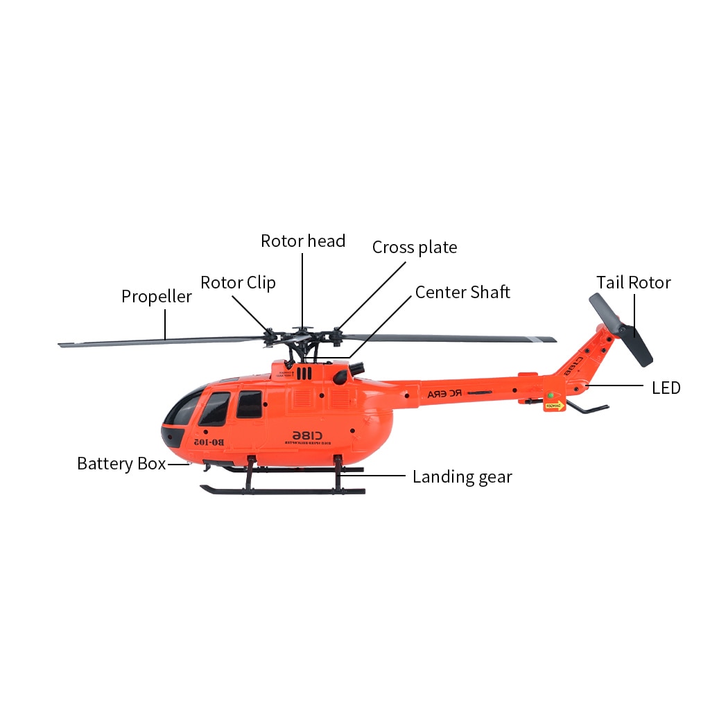 Avion télécommandé – Hélicoptère C186 Pro 6 ailes Orange – Image 3
