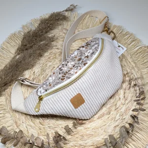Sac banane velours côtelé Beige / Fleurs | ENFANT | Flora