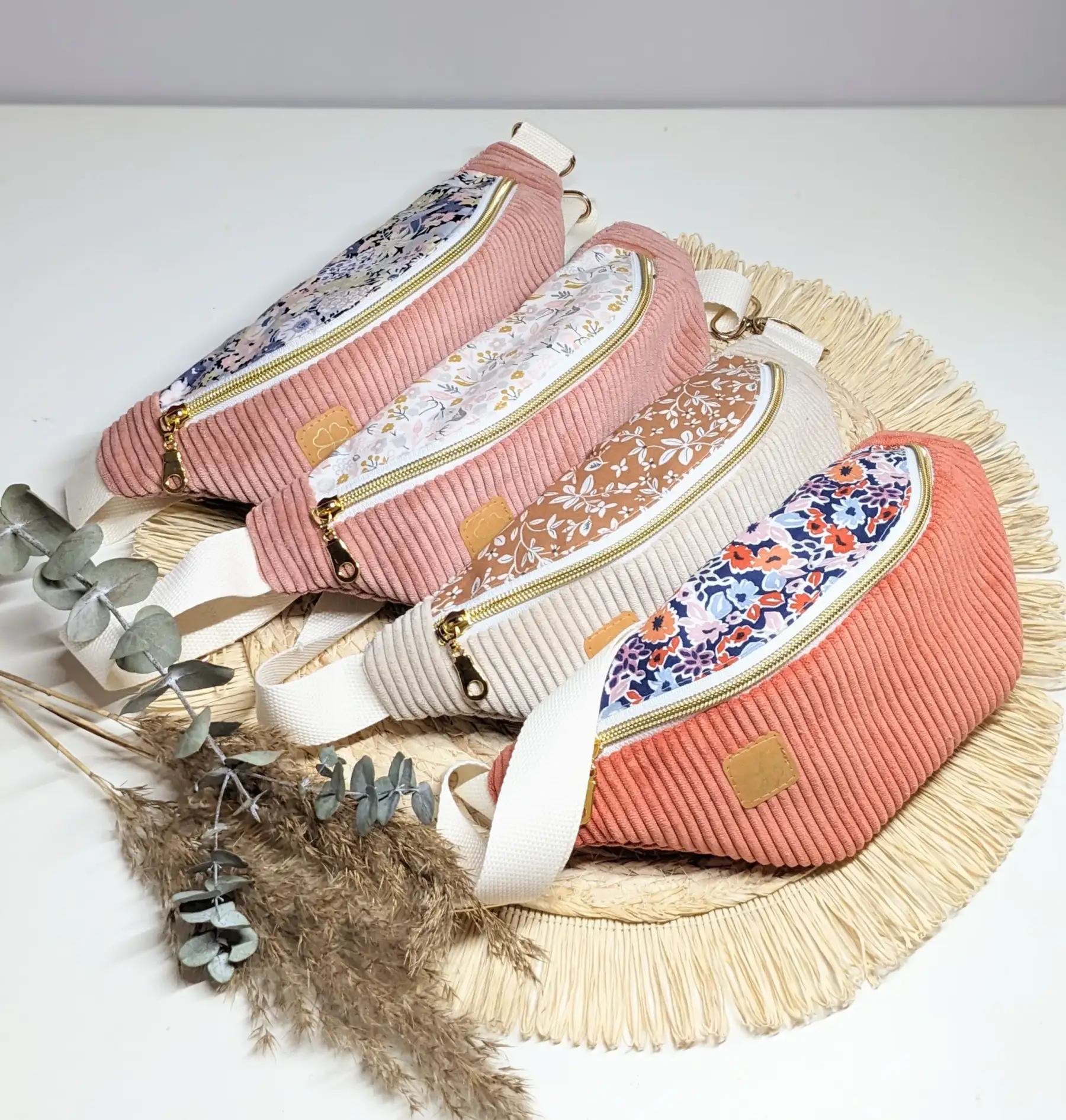 Sac banane velours côtelé Vieux rose – Fleurs | ENFANT | Rosa – Image 7
