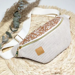 Sac banane velours côtelé beige – Fleurs | ENFANT | Paprika
