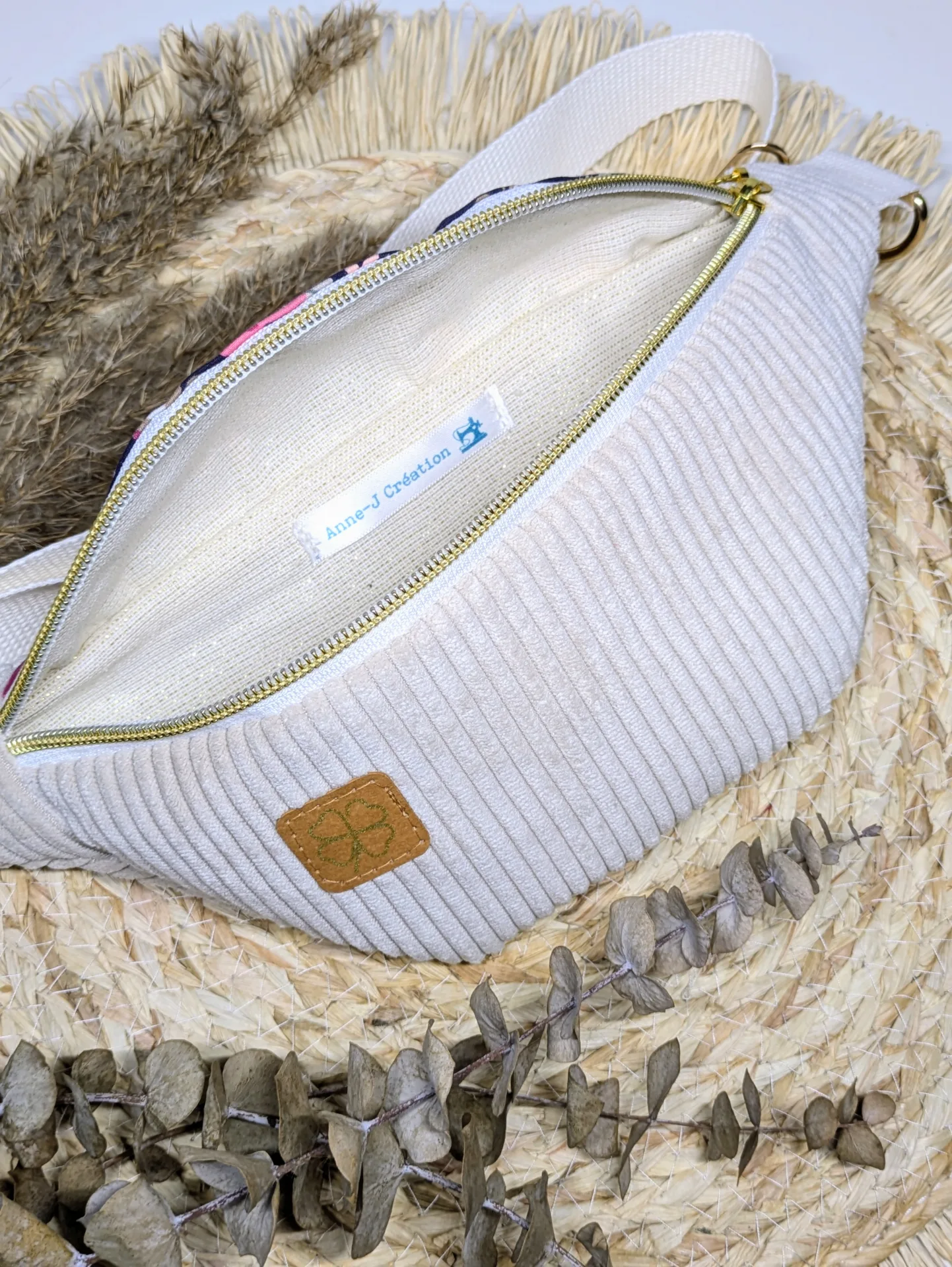Sac banane velours côtelé corail / Fleurs | ENFANT | Bohème fleurie – Image 4