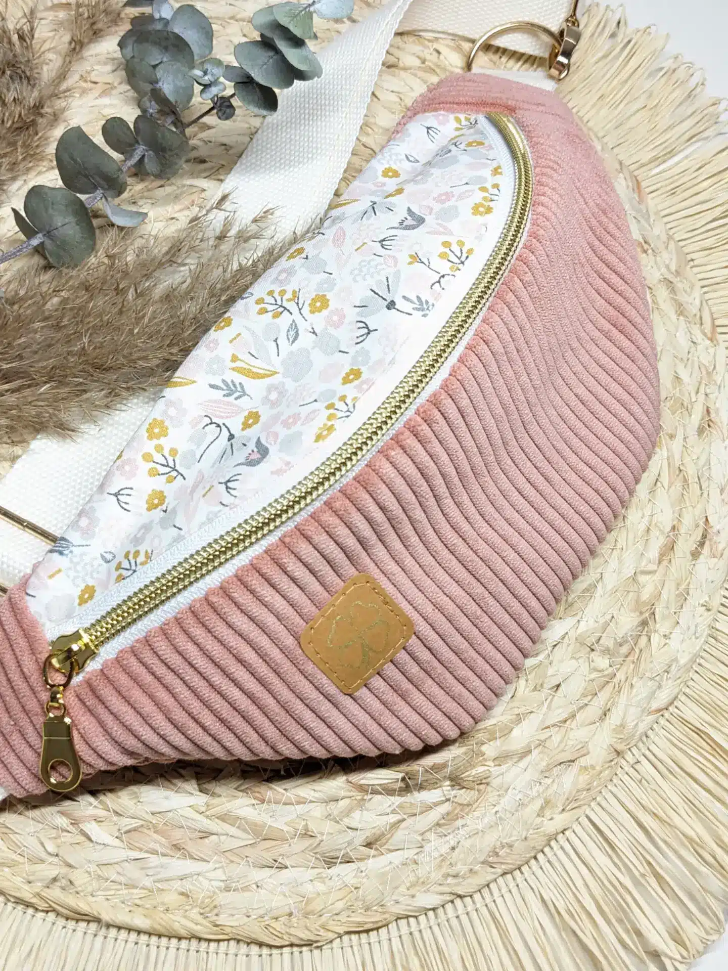 Sac banane velours côtelé Vieux rose – Fleurs | ENFANT | Rosa – Image 2