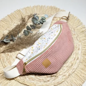 Sac banane velours côtelé Vieux rose – Fleurs | ENFANT | Rosa