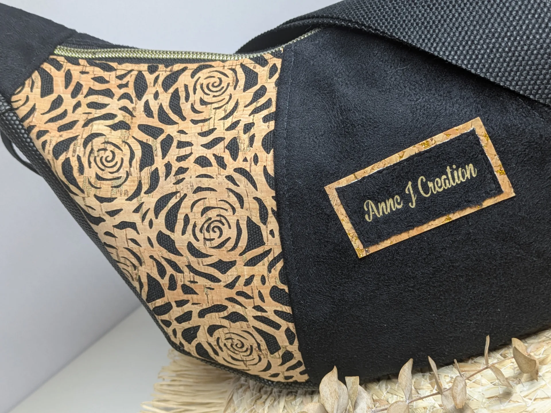 Sac bandoulière demi-lune femme – Liège rose – Image 3
