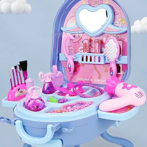 Valise Coffret de Maquillage Bleu