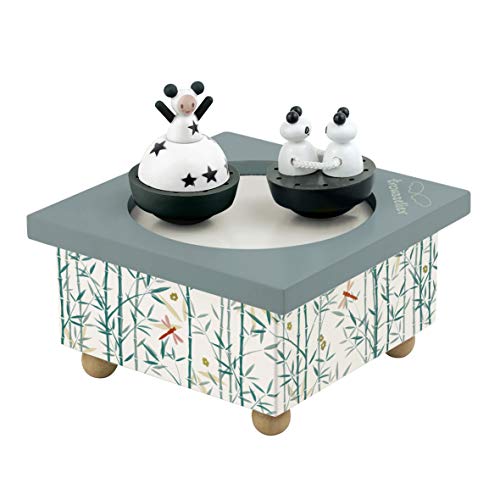 TROUSSELIER – Fille & Panda – Boîte à Musique Dancing – Idéal Cadeau de Naissance – 2 Figurines Amovibles – Fonctionnement Simple – Musique La Belle au Bois Dormant – Colori Vert – Image 2