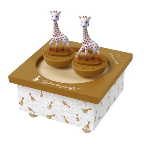 TROUSSELIER – Sophie la Girafe. – Boîte à Musique Dancing – Idéal Cadeau de Naissance – 2 Figurines Amovibles – Fonctionnement Simple – Musique Piano Sonata de Mozart – Colori Caramel – Image 2