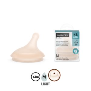 Lot de 2 tétines pour biberon anti-colique – Débit moyen/M