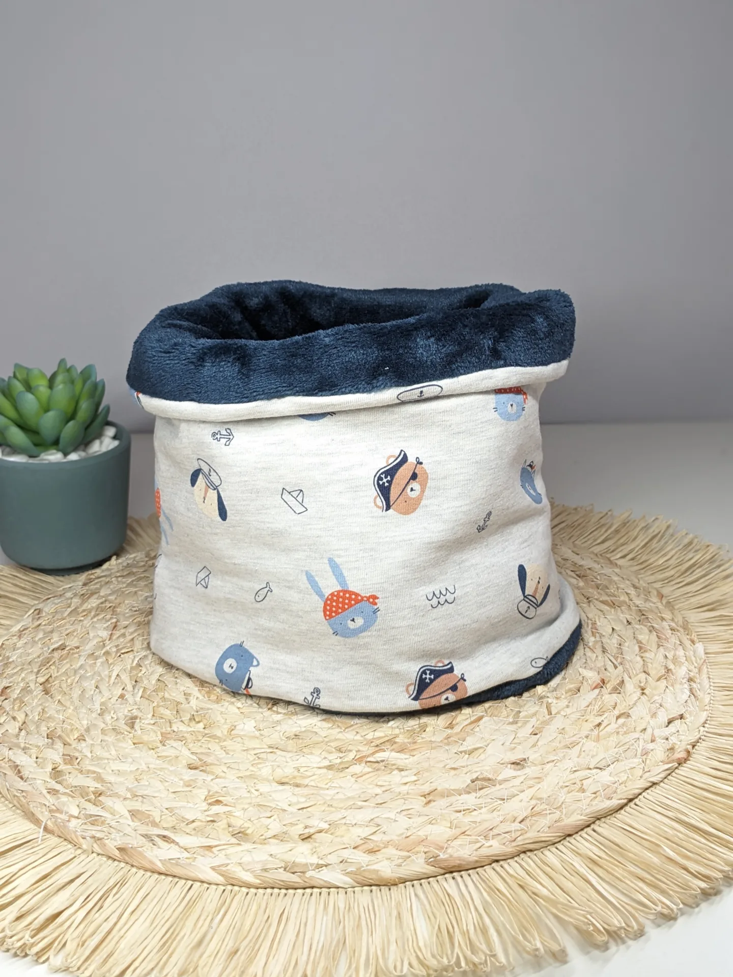 Tour de cou, Snood enfant – Animaux Pirate – Fait main