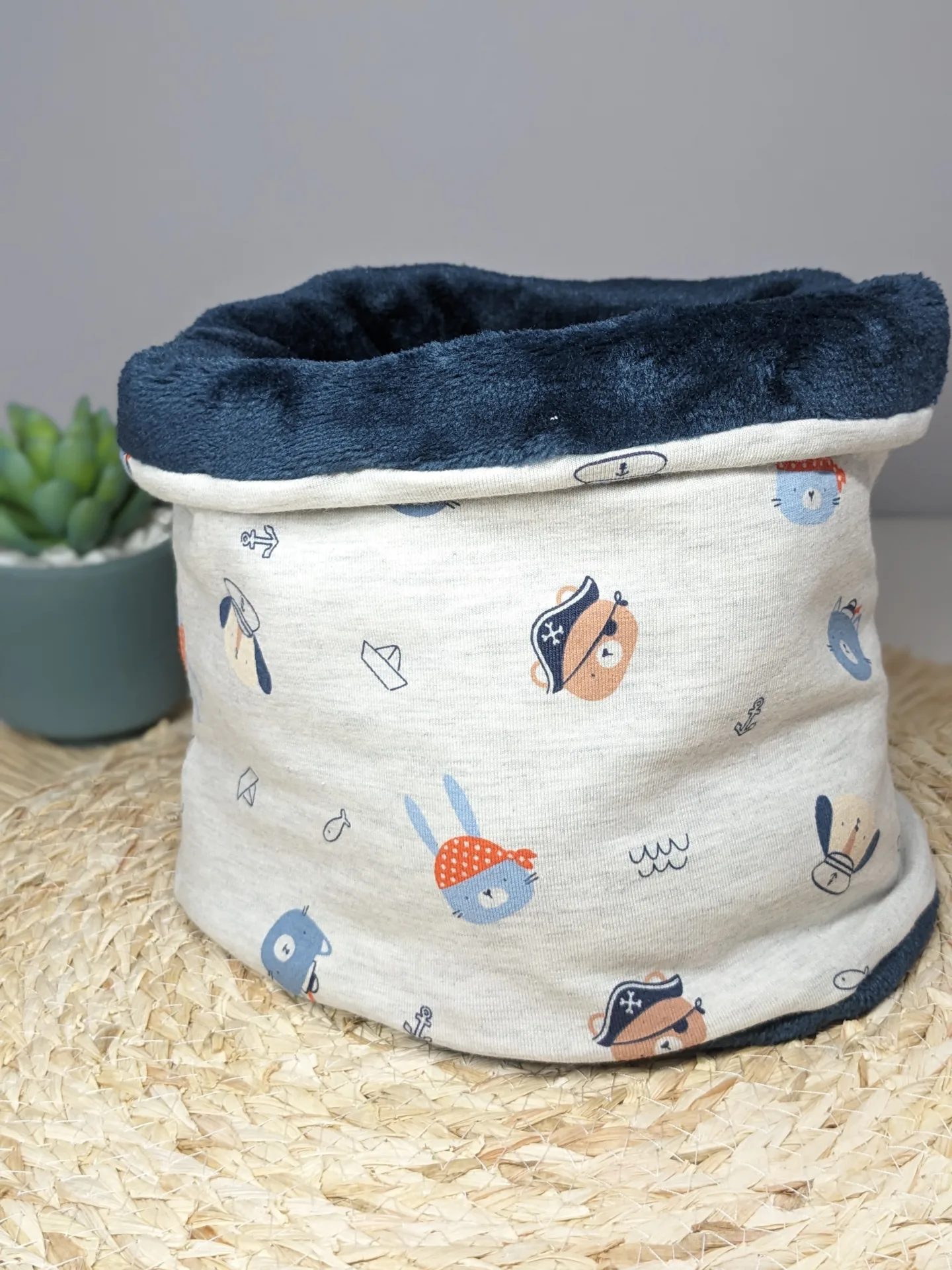 Tour de cou, Snood enfant – Animaux Pirate – Fait main – Image 2