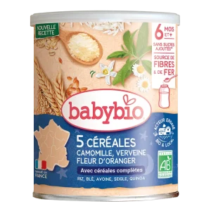 Babybio 5 Céréales Verveine Fleur d’Oranger Camomille 220G